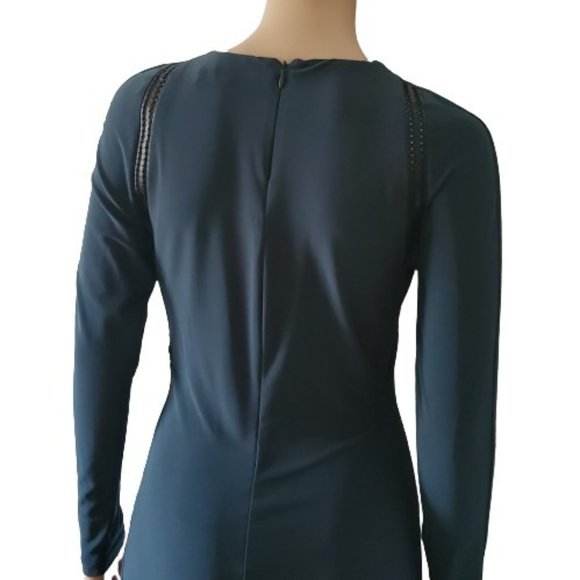 Lauren Ralph Lauren Women's Jonni Faux Leather Trim Gathered Sheath Dress Size 4 - Picture 5 of 15